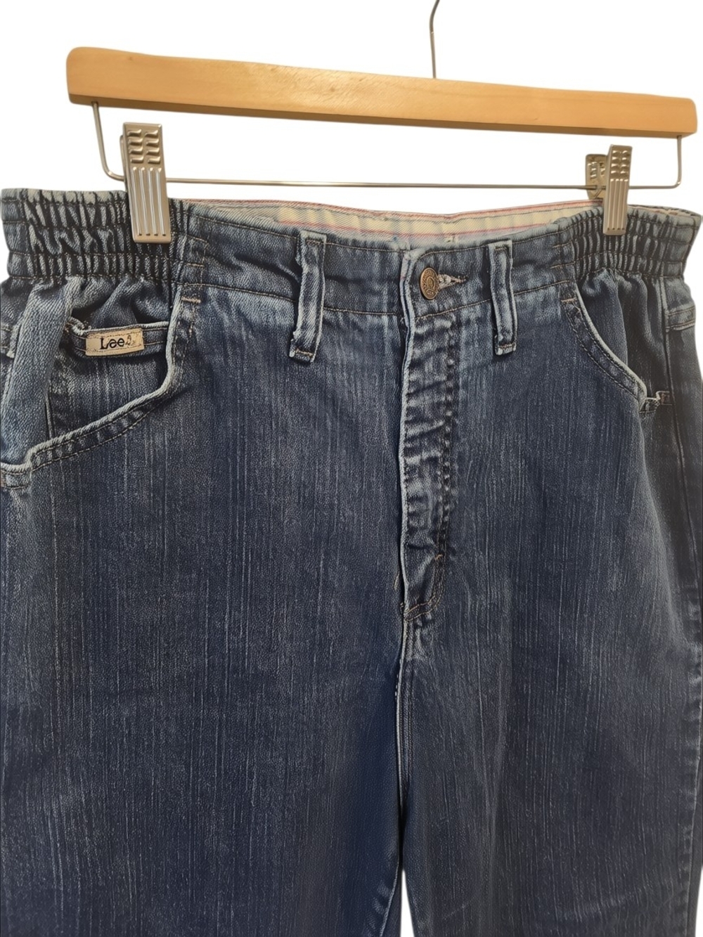 Vintage Lee High Rise Relaxed Fit Side Elastic Waist Mom Jeans. 12P